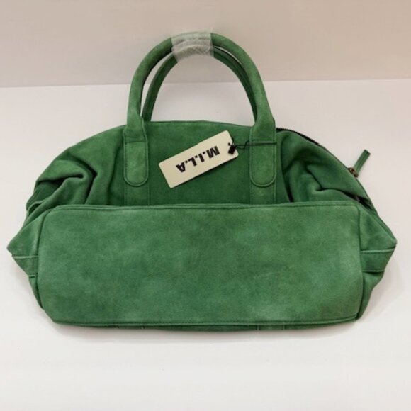 M.I.L.A. Ria Duffle Bag In Pea Green 100% Suede Leather NWT - Picture 5 of 7